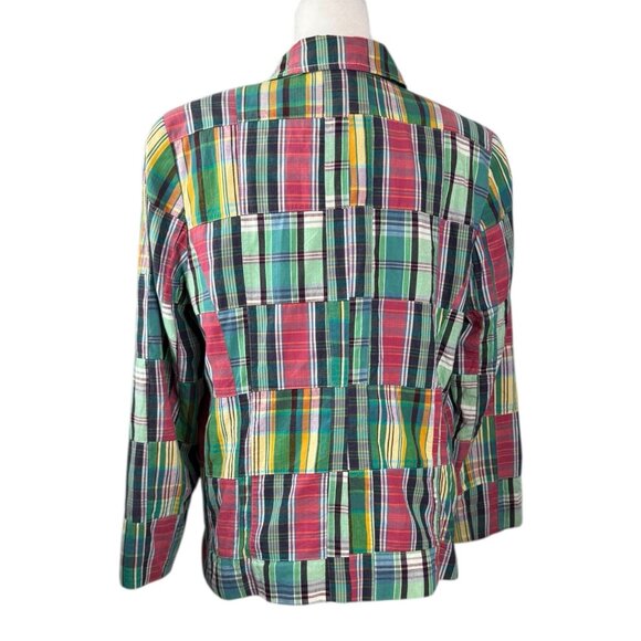 Doncaster Sport Women's 12W Blazer Jacket Madras Plaid Patchwork Cotton Vintage - Picture 10 of 10